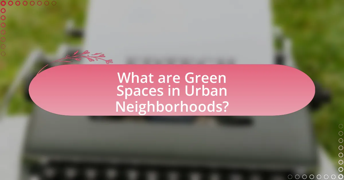 What are Green Spaces in Urban Neighborhoods?